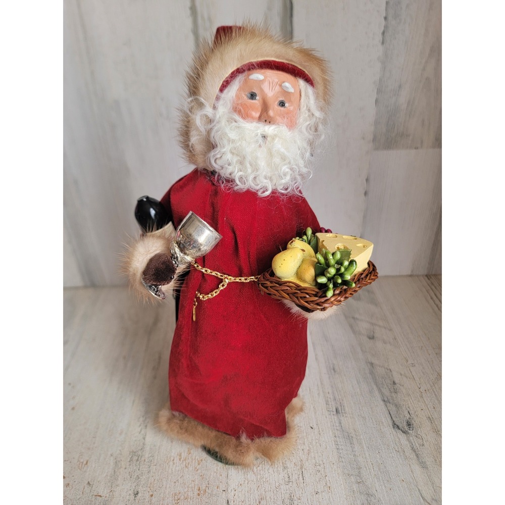Byers Choice AS IS santa wine cheese basket Caroler Xmas unique home figure